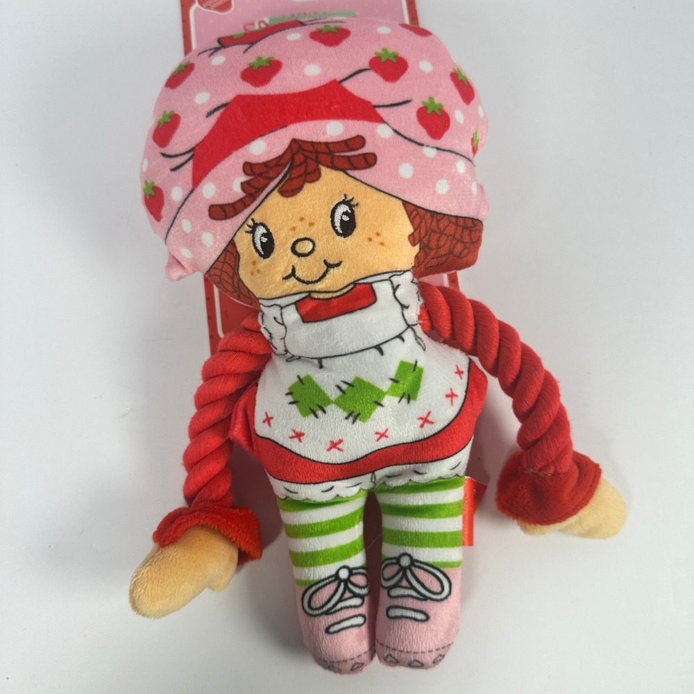 Strawberry Shortcake Dog Toy Pet Small NWT Pink Red Rope Squeaker Crinkle Plush